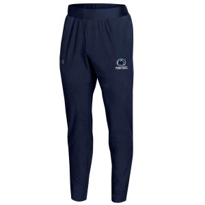 men's navy Under Armour stretch pants with Penn State and Athletic Logo on left thigh